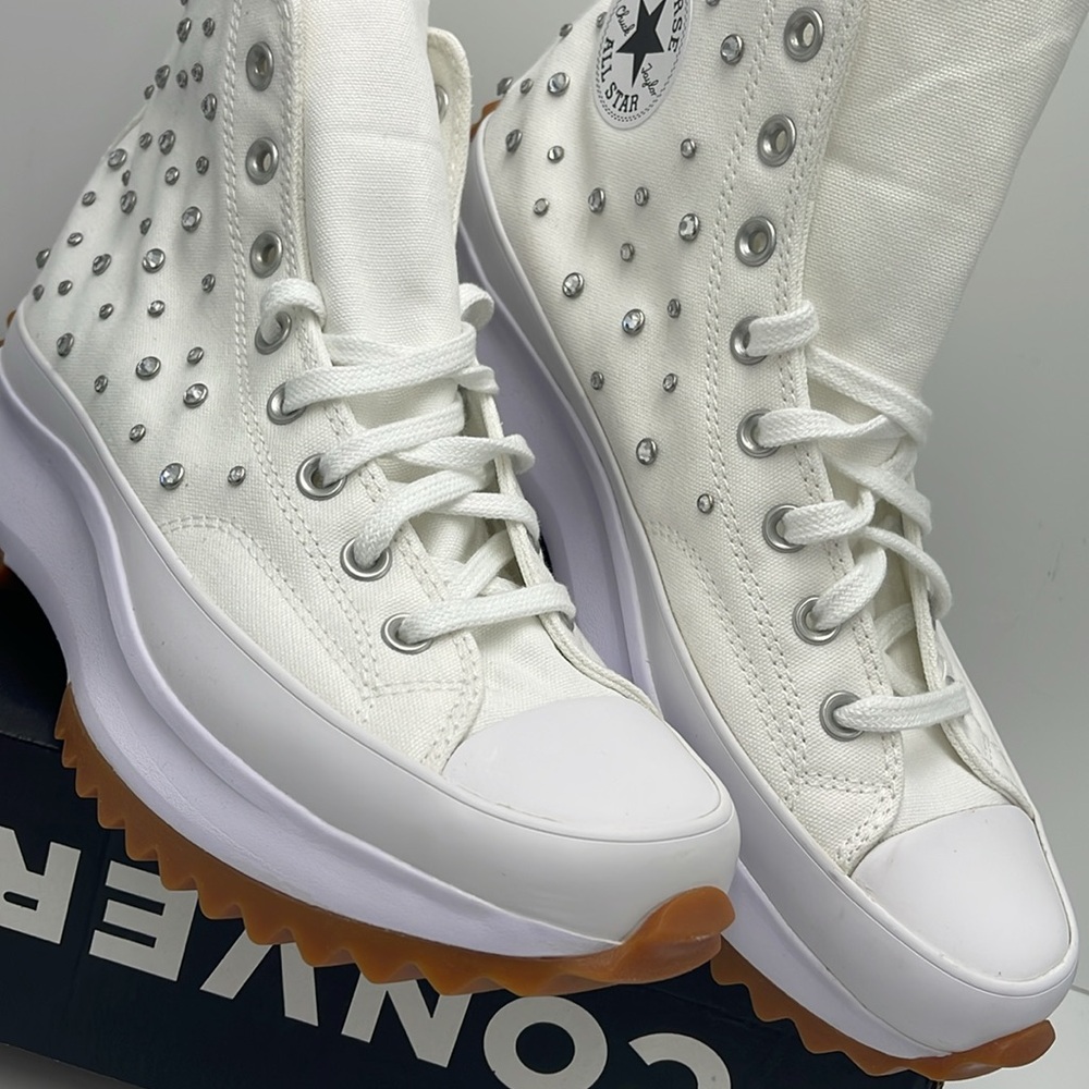 Converse Men’s High-Top Platform Sneakers A10289C RUN STAR HIKE HI WHITE/BLACK - Picture 6 of 16